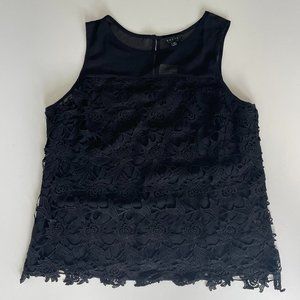 Elegant and Charming Sleeveless Tank Style Black Guipure Lace Top Blouse - NWT
